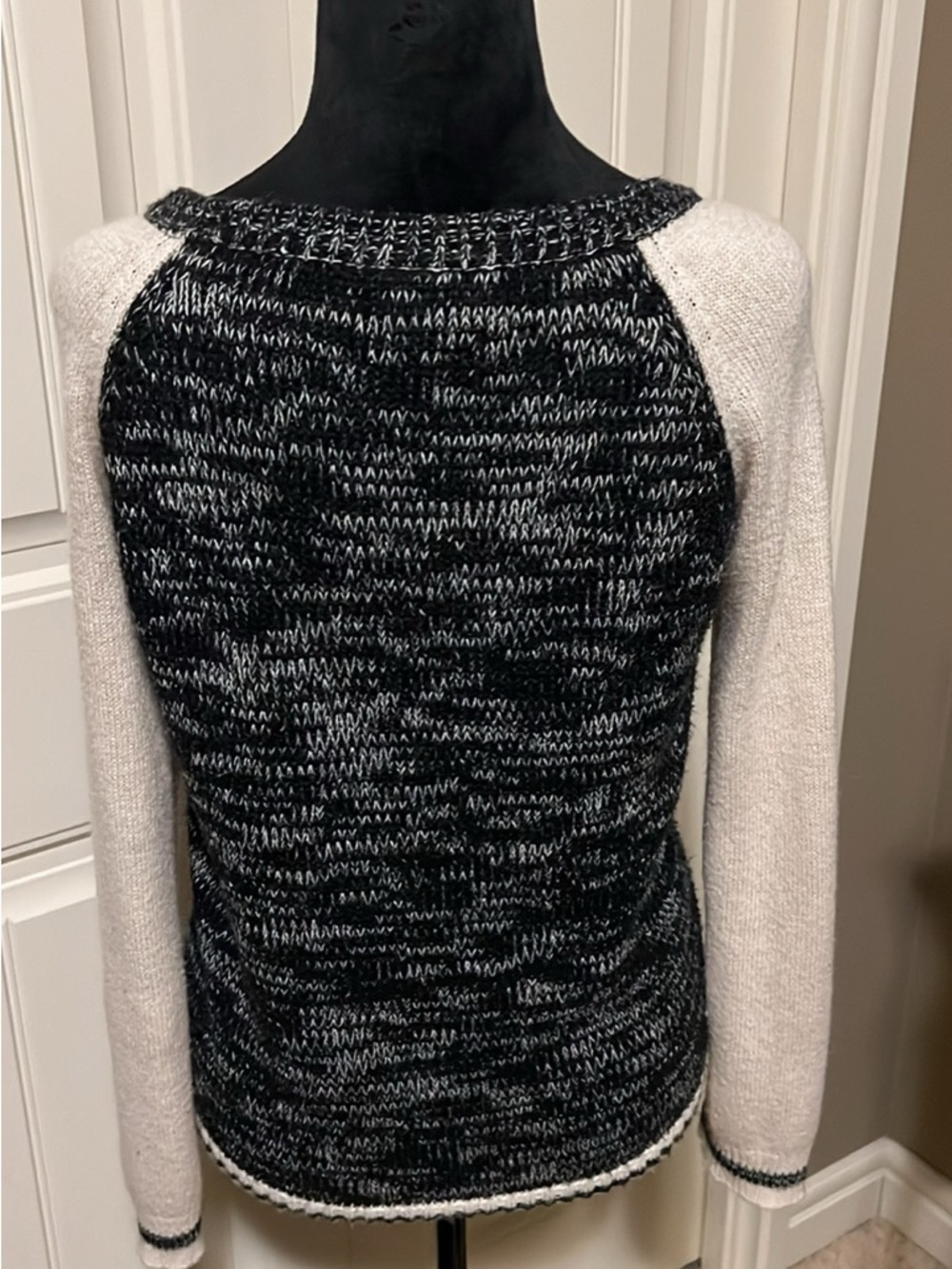 Vero Moda Black & Cream Rhinestone 'A' Raglan Sweater - Picture 4 of 6